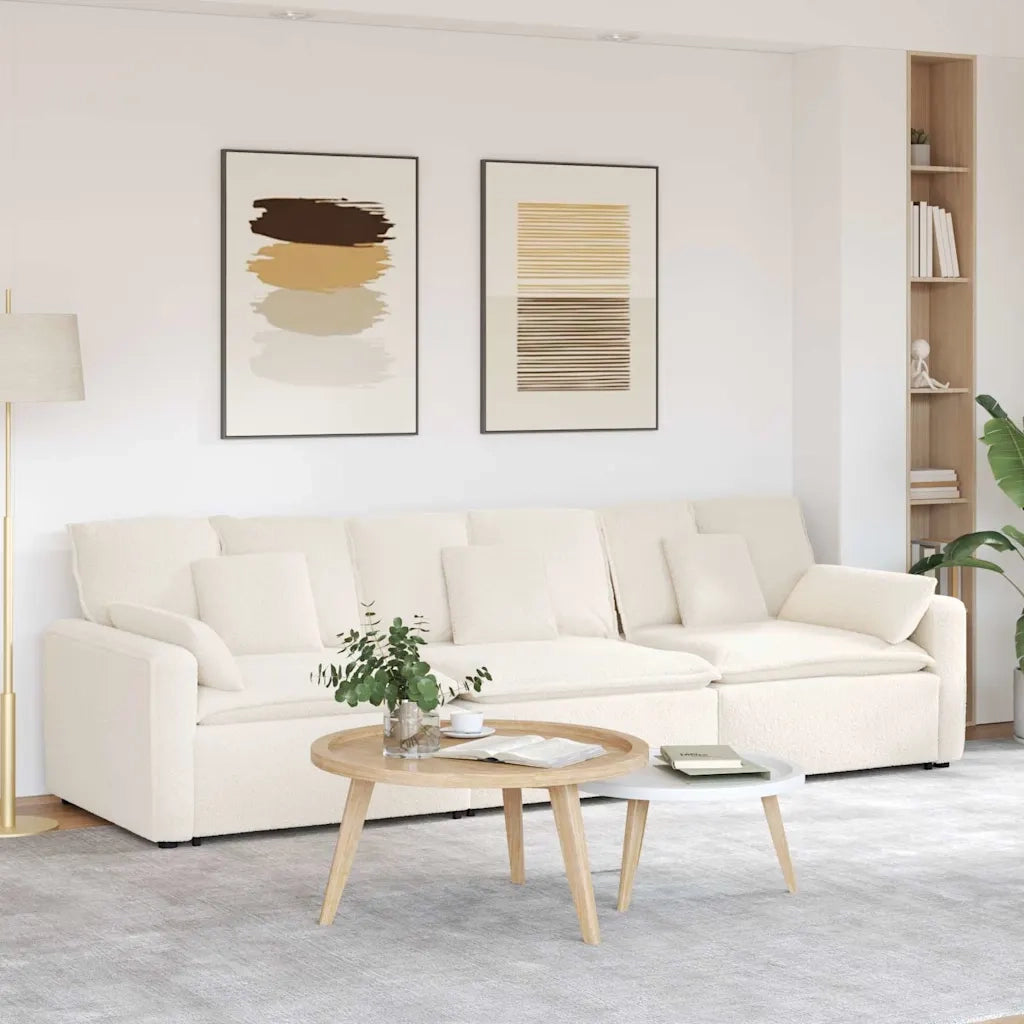 Divano Modulare con Cuscini Crema 3321115