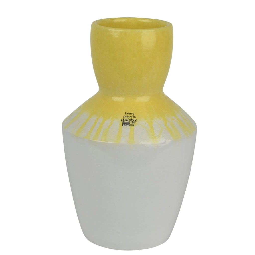 VASO WHITE D.19XH30CM COLLO GIALLO IN TERRACOTTA