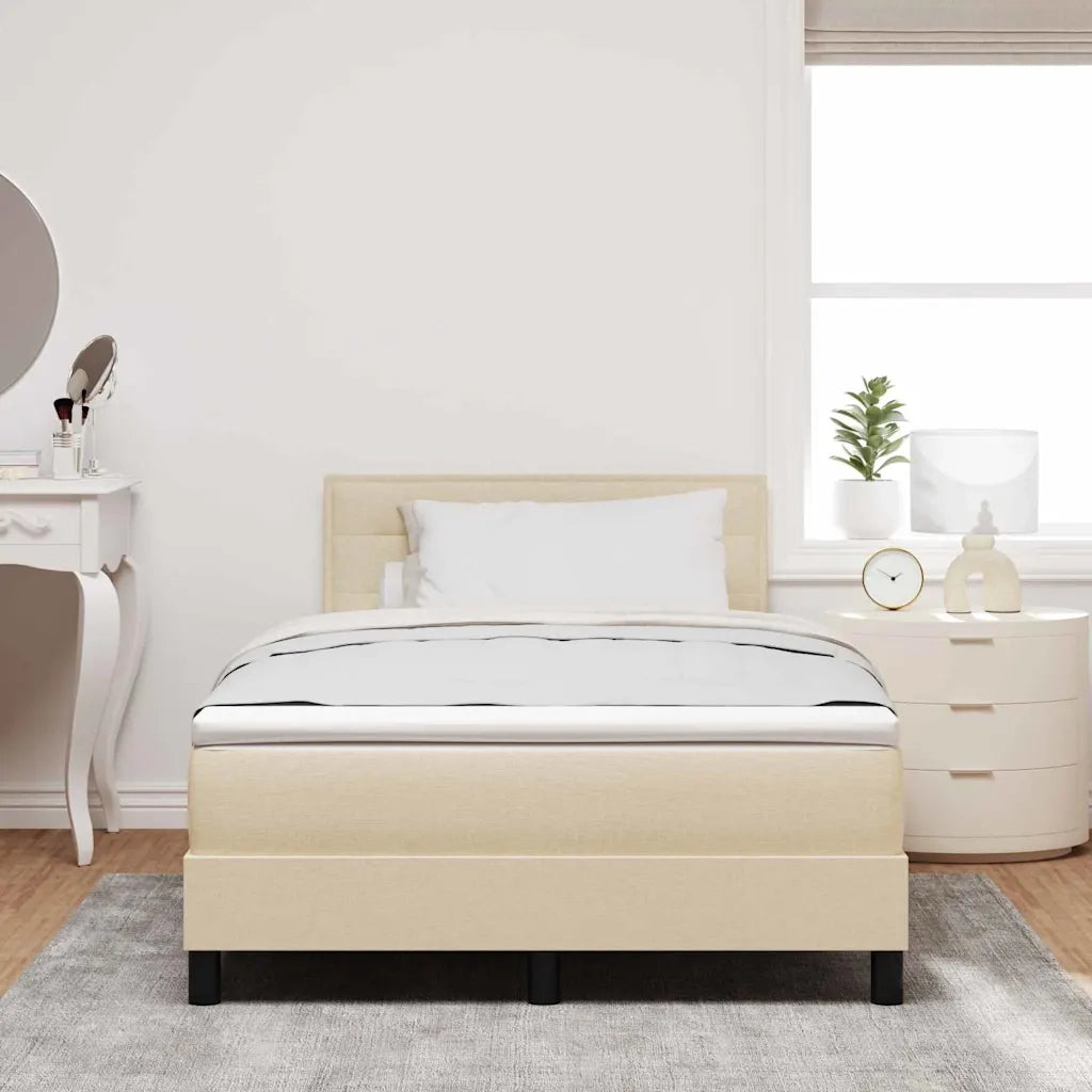 Letto a molle con testiera Crema 120 x 190 cm Tessuto 3338599