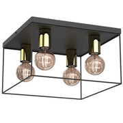 Plafoniera quadrata moderna nero/oro Homen 4xE27 Luminex