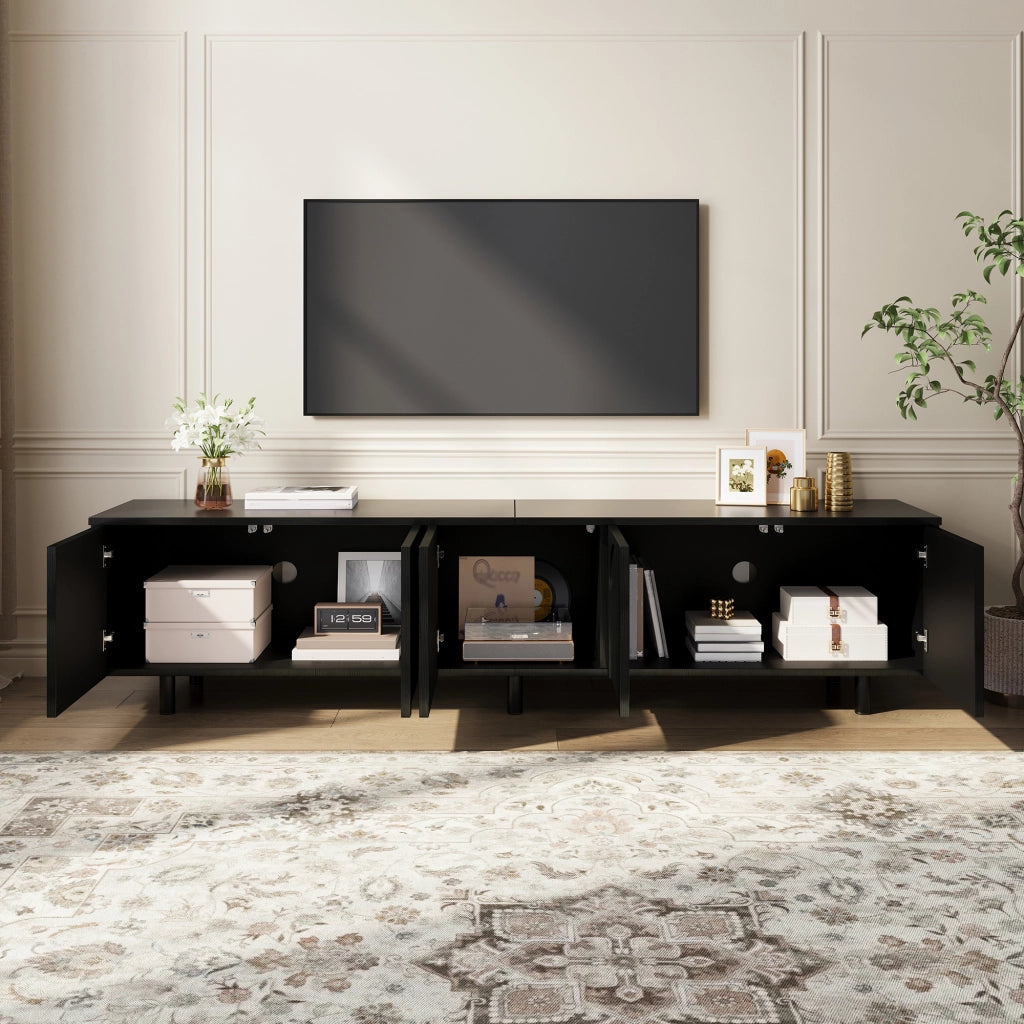 Lowboard per TV nero in MDF lunghezza 180 cm