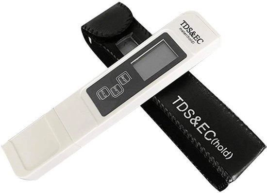 Misuratore di Qualità dell'Acqua con Alta Precisione - 3-in-1 Contatore d'Acqua - Misuratore di TDS - Termometro - Misuratore di EC - Ideale per Piscine/Aquari