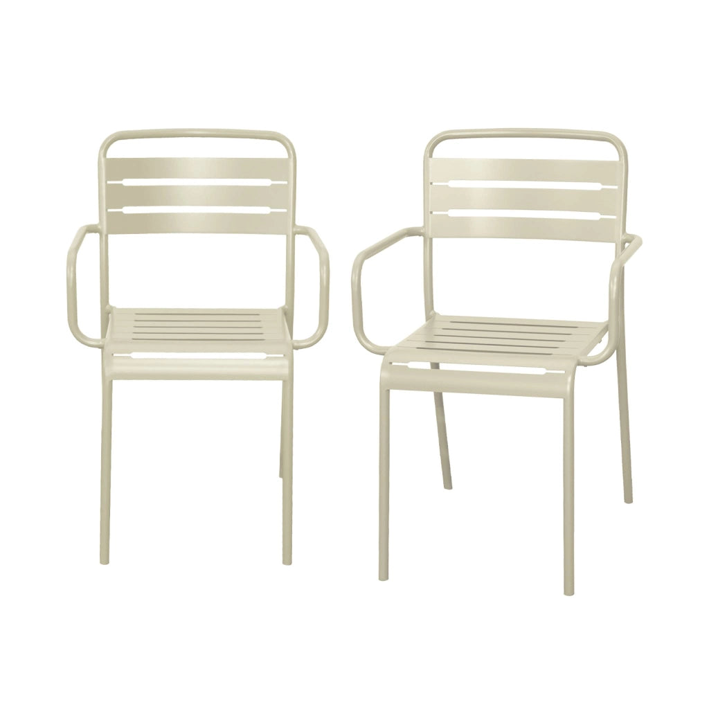 set 2 sedie da giardino bistrot in acciaio, beige