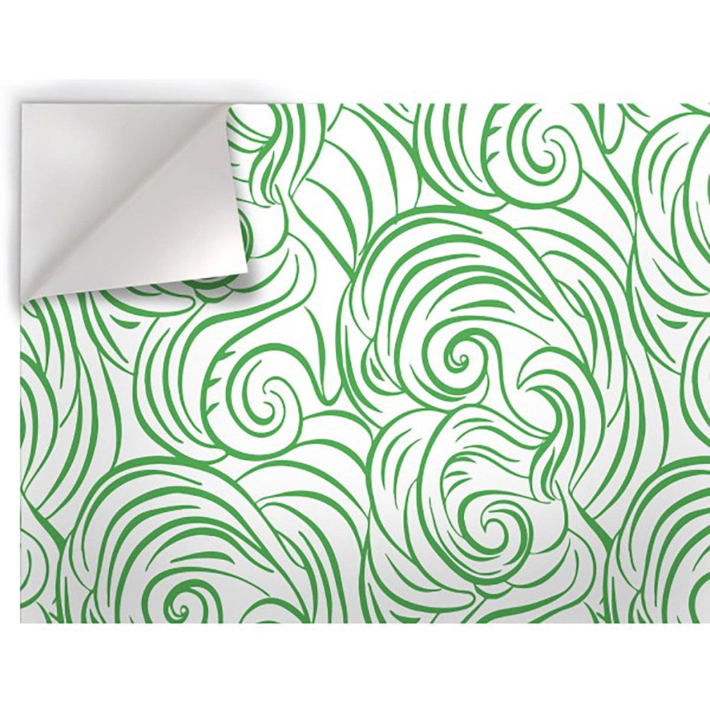 ONDE RICCE - Pellicola stampata adesiva in PVC finitura opaca Misura: 100x300 cm, Colore: Verde
