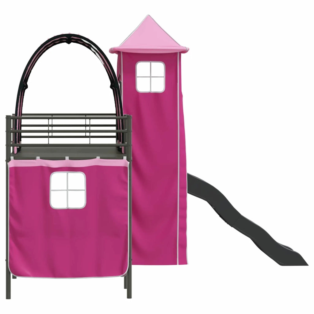 Struttura del letto loft per bambini Nero e rosa 100 x 190 cm 42020889