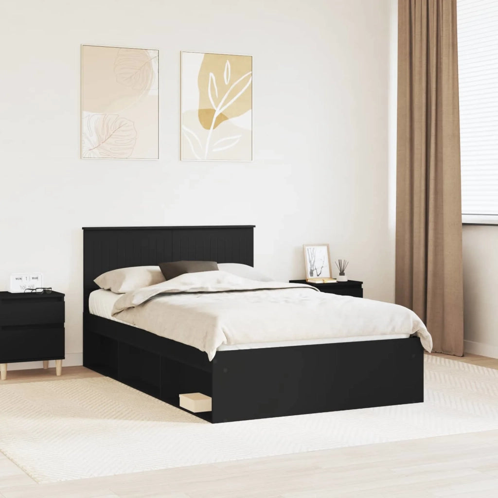 Letto matrimoniale | Letto per adulti | Struttura del letto Nero 120 x 200 cm Pino massello
