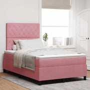 Letto a molle con materasso Rosa 120 x 200 cm Velluto 3339763