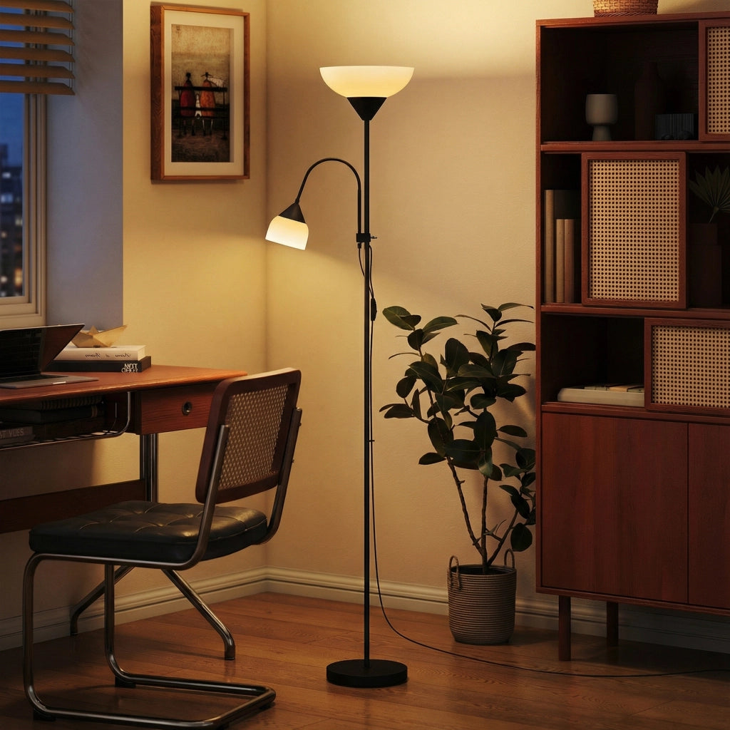 Lampada da terra con 3 temperature colore e collo flessibile ¨C Minimal ¨C Nero