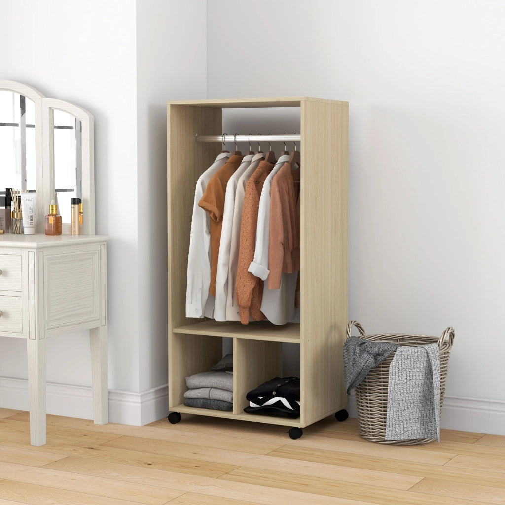 Armadio con ante scorrevoli e ripiani ¨C Minimal ¨C legno naturale 60x40x128 cm