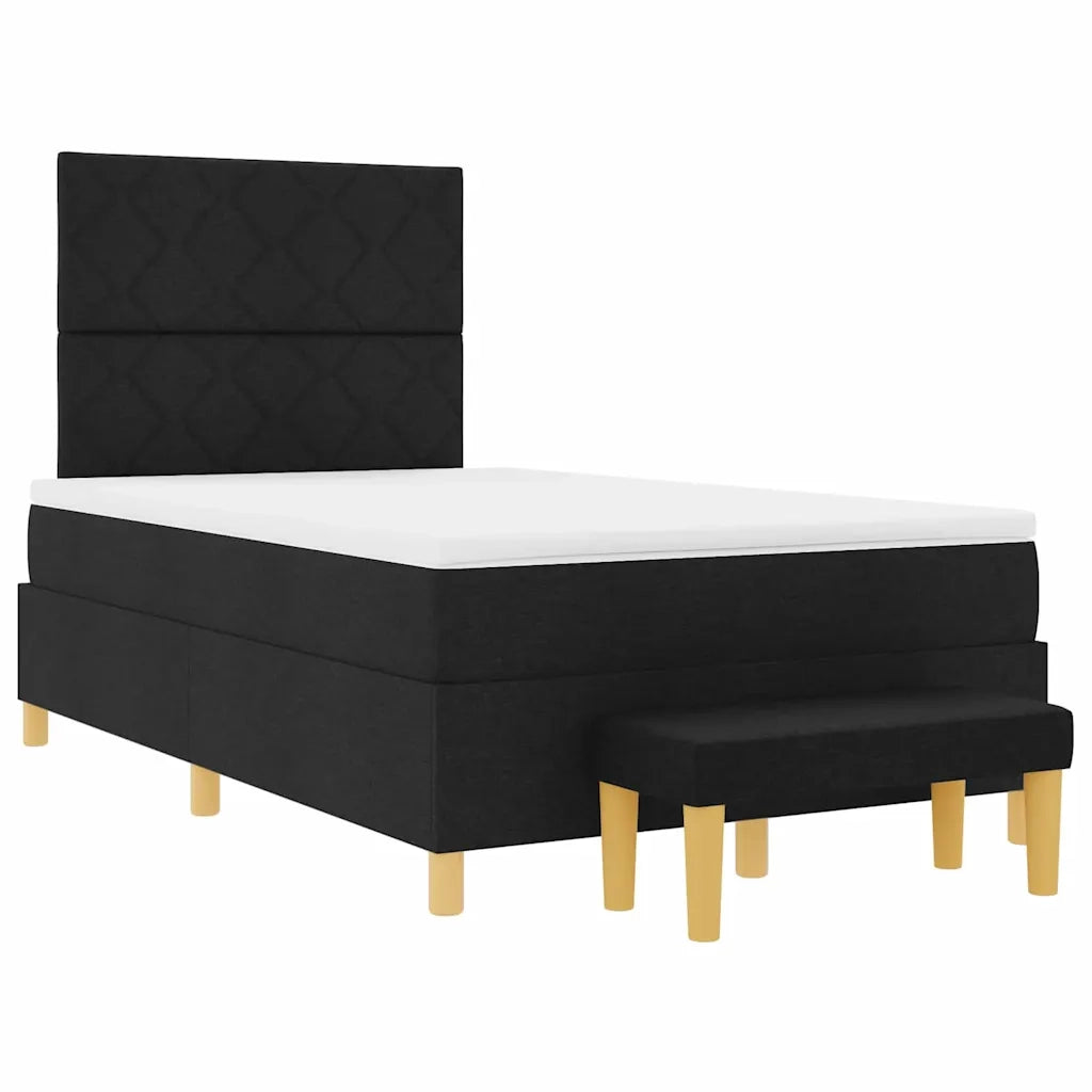 Letto a molle con materasso Nero 120 x 200 cm Tessuto