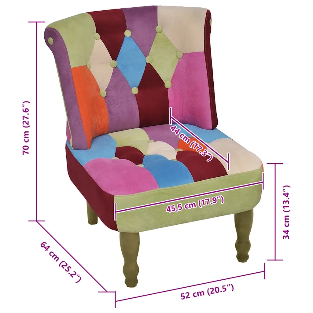Poltrona Francese Design Patchwork in Tessuto 240809