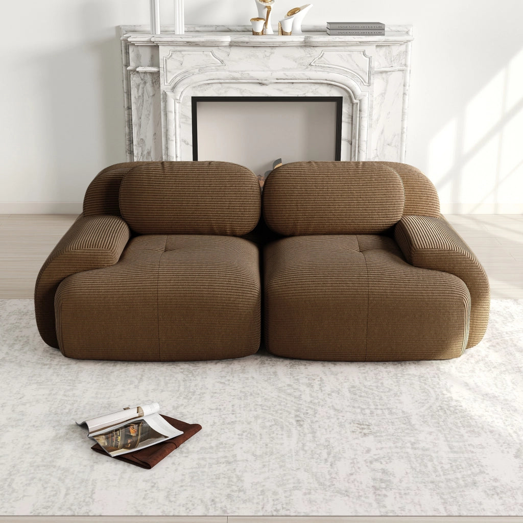 Divano Loveseat in tessuto cord - Zephmum- Modulare combinabile imbottitura elastica