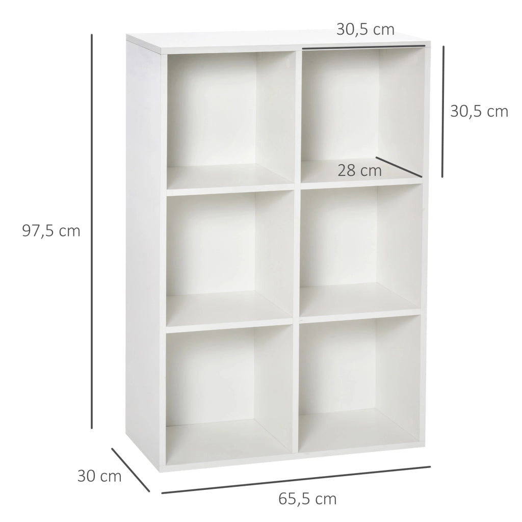 Libreria 3 Livelli 6 Cubi in Legno ¨C Minimal ¨C 65.5x30x97.5 cm Bianco
