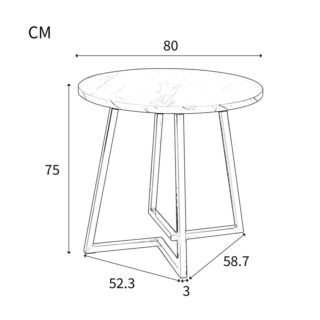 Gruppo pranzo 80 cm; design moderno; piano effetto marmo; MDF; multicolore
