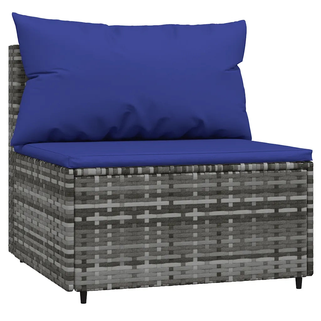 Set Divani da Giardino 4 pz con Cuscini in Polyrattan Grigio 319845