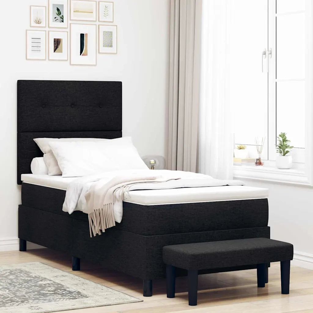 Letto a molle con materasso Nero 90 x 200 cm Tessuto