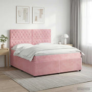 Letto box spring con materasso Rosa 140 x 200 cm Velluto 3454618