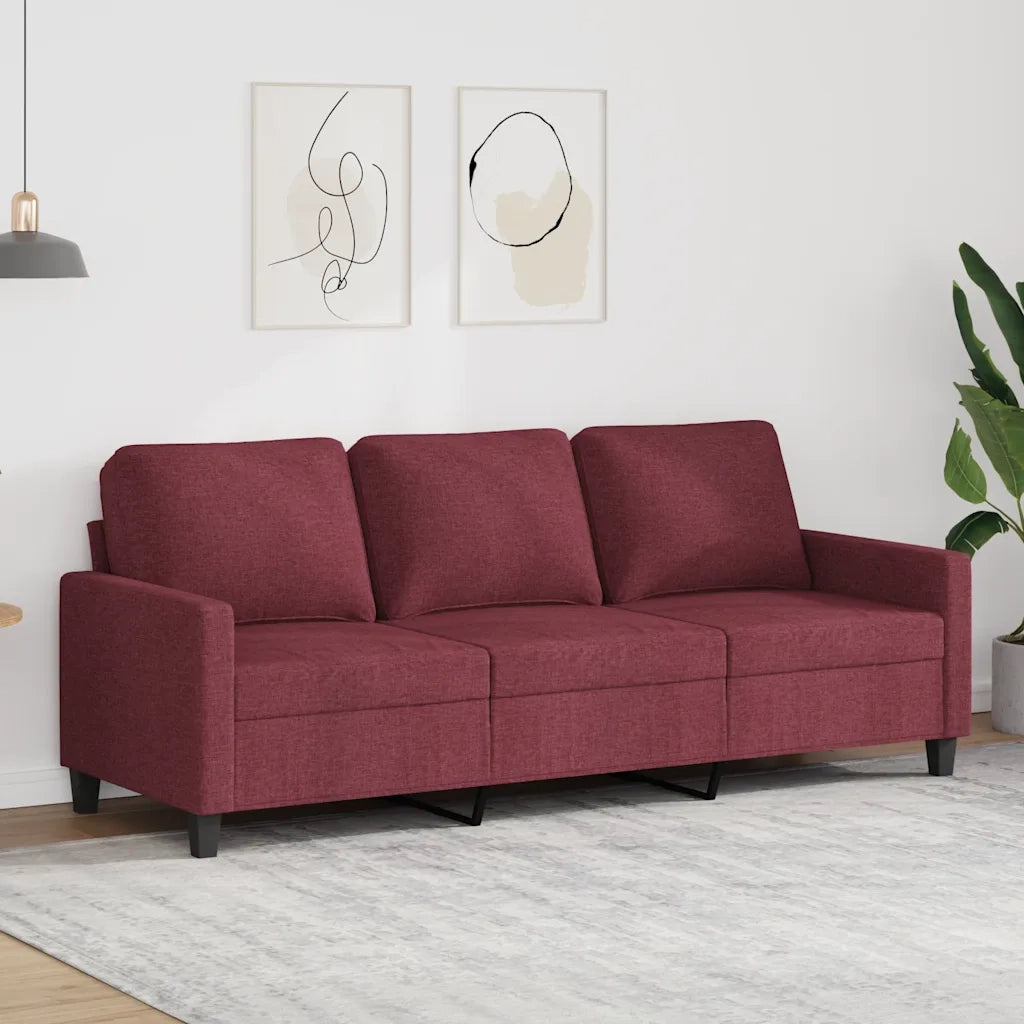 Divano a 3 Posti Rosso Vino 180 cm in Tessuto 359177