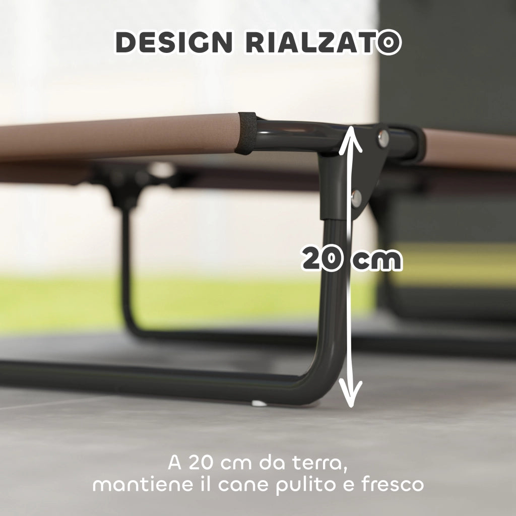 Letto per Cani Pieghevole ¨C Minimal ¨C 107x61x20 cm, Marrone, Tessuto a Rete