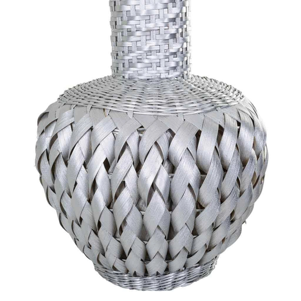 Vaso in bambù laccato argento 15x38x71h