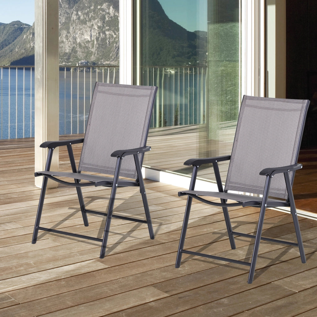 Sedia pieghevole con braccioli 2 pezzi per esterno ¨C Minimal ¨C metallo grigio 58x64x94 cm