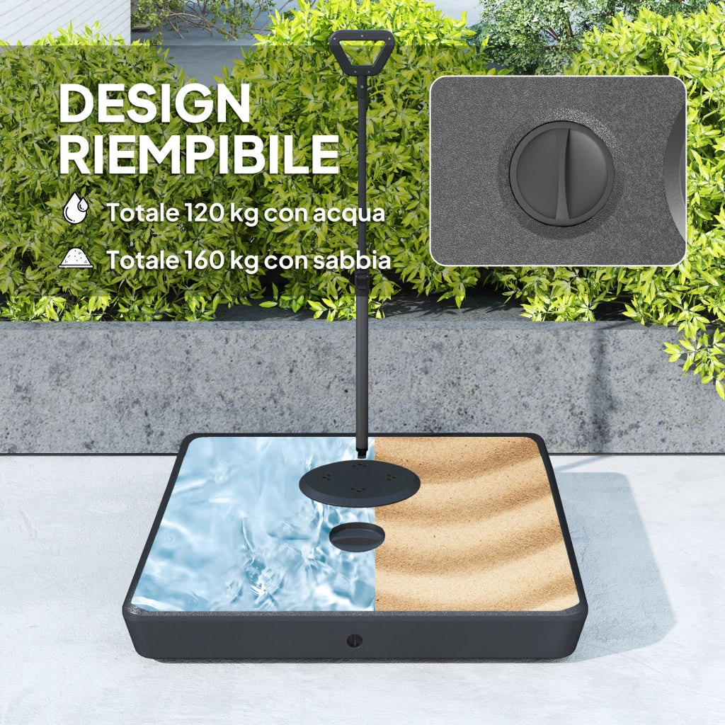 Base Ombrellone Giardino ¨C Minimal ¨C Nero, HDPE, 135/140/160mm
