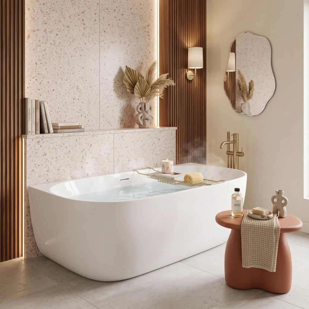 Vasca Bagno A Parete Rea Eris 170cm Copritappo bianco