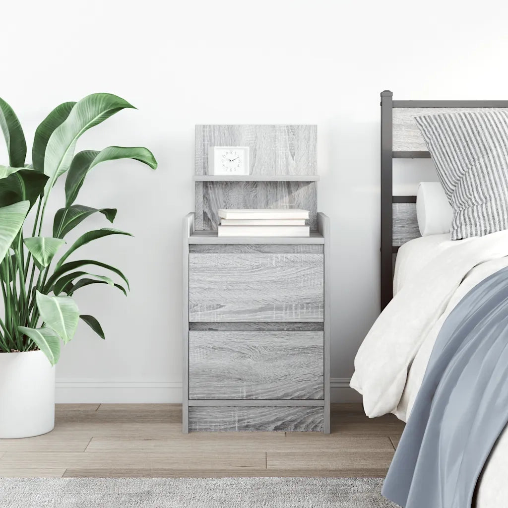 Comodino con 2 Cassetti Grigio Sonoma 38x34x80 cm 861365