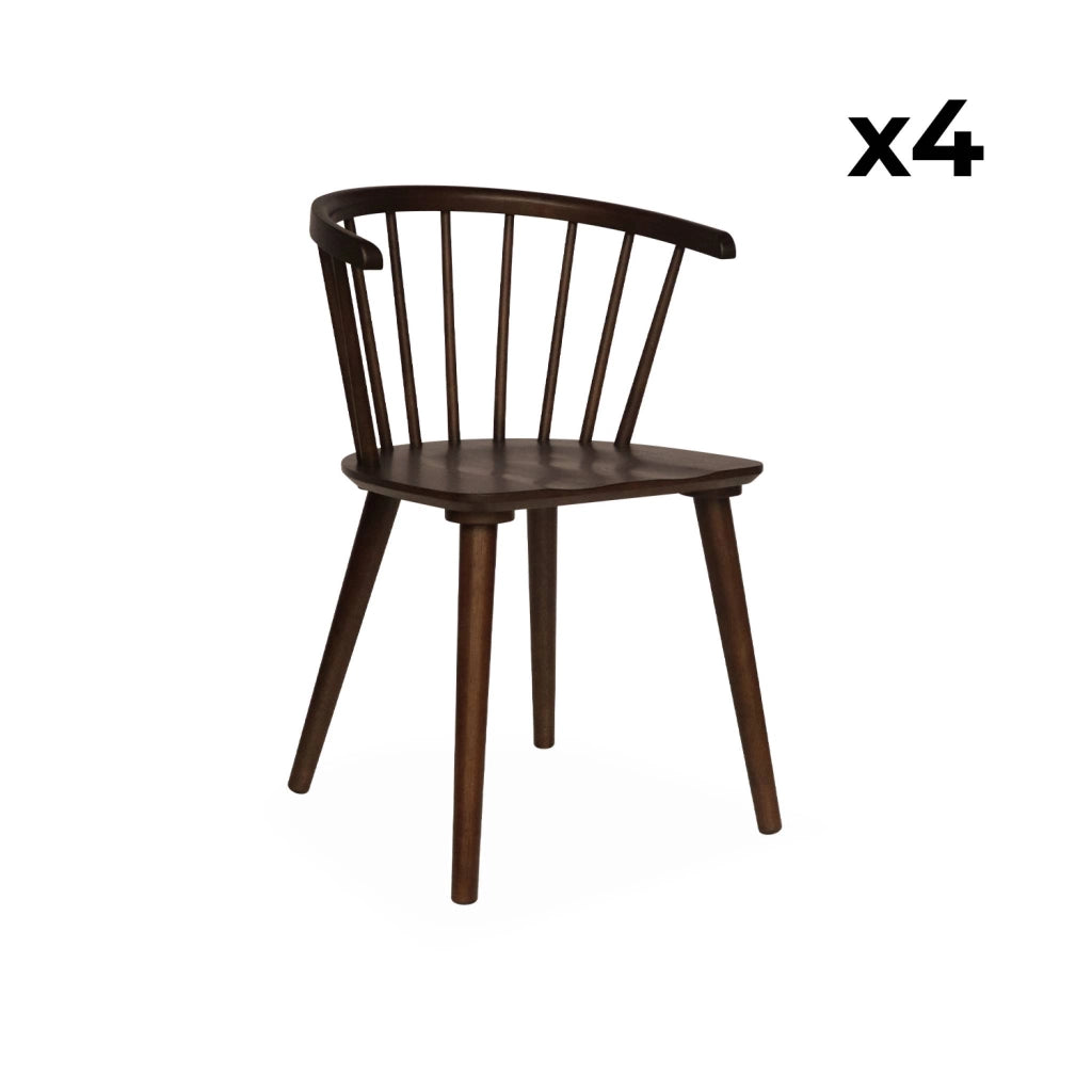 Set di 4 sedie in legno, noce