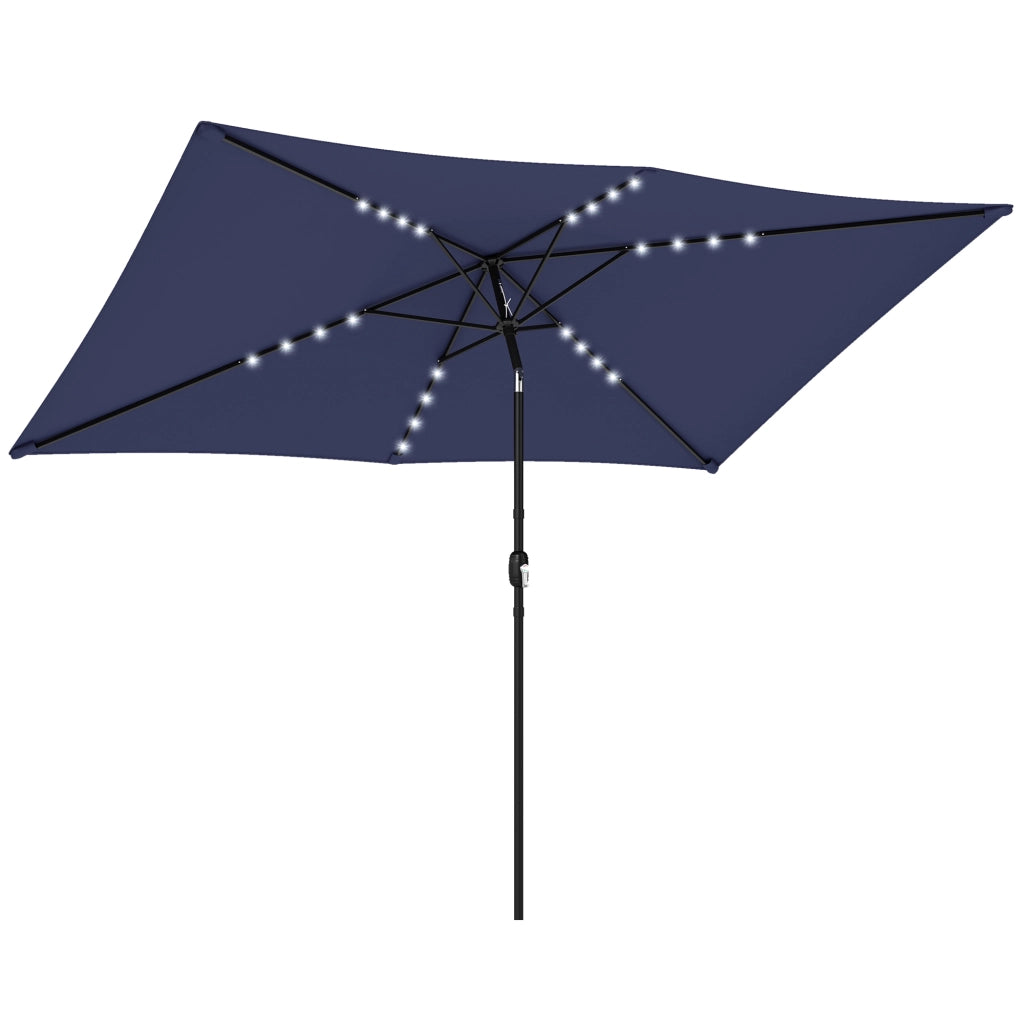 Ombrellone da giardino pieghevole con LED solare ¨C Minimal ¨C blu marino 200x300 cm