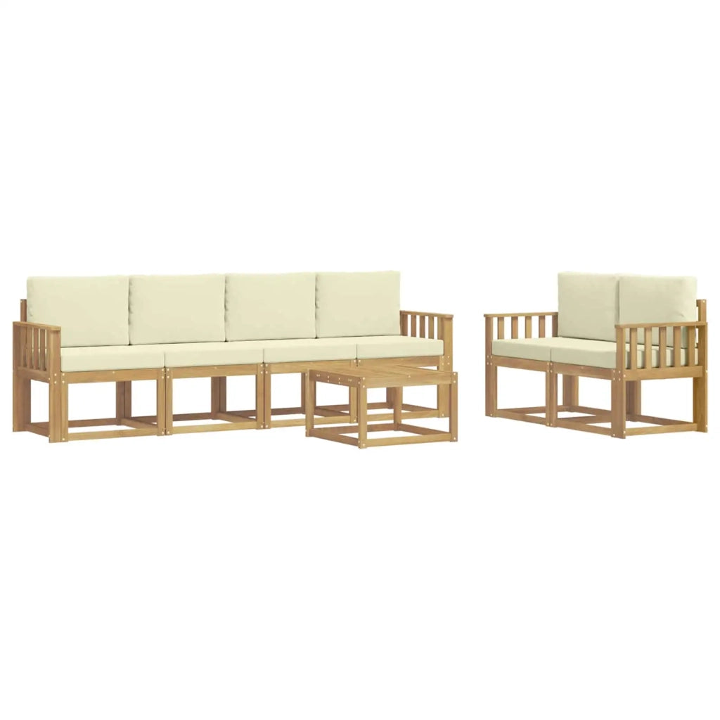 Set di divani da esterno 7 pz Bianco e Crema 3387274