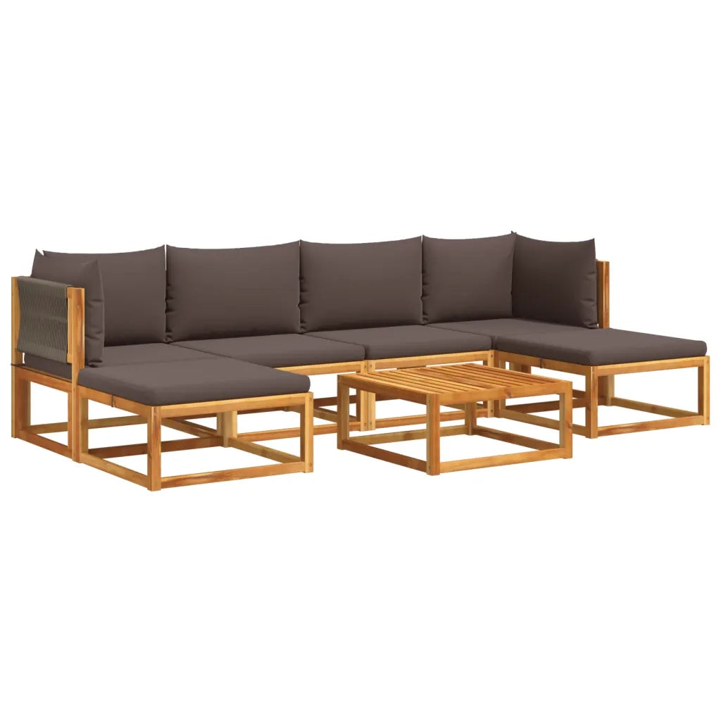 Set di divani da giardino 7 pezzi con cuscini in legno di acacia e corda
