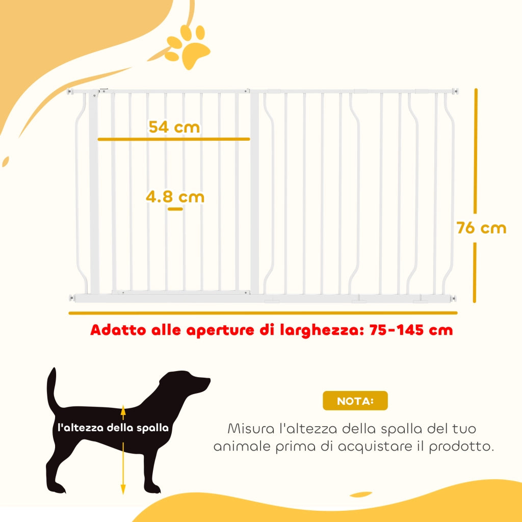 Cancelletto di Sicurezza per Cani ¨C Xylo ¨C Acciaio e ABS, Estensibile 75-145cm, Bianco