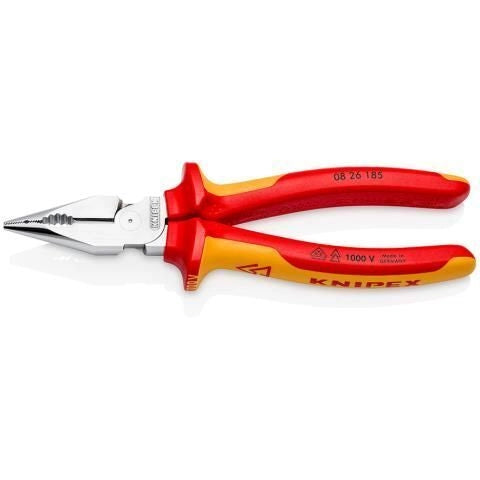 Knipex 08 26 185 Pinza a Becco Lungo con Isolamento VDE 1000 V Lunghezza 185 mm colore Arancione Rosso