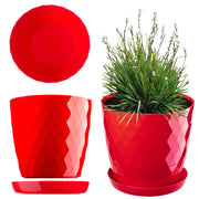 Vaso da fiori in plastica KADAX con supporto e coprivaso, 25 cm, rosso.