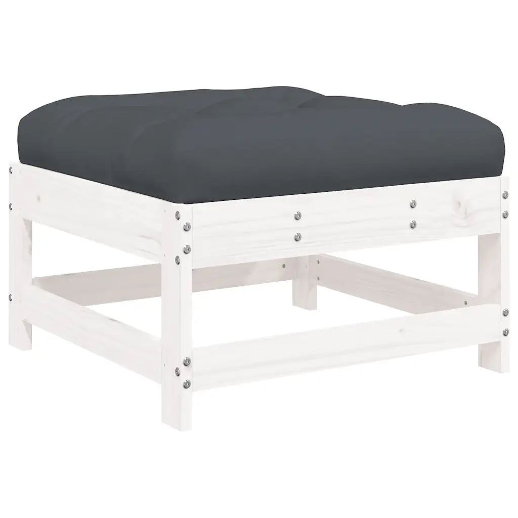 Set Divani da Giardino 3pz | Set Salotto da Giardino con Cuscini in Legno Massello Bianco