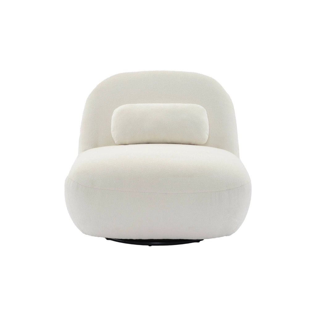 Poltrona girevole 360° bouclé, crema