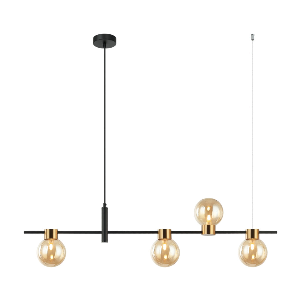 Lampada sospensione Bletter nero ambra 4xG9 Italux