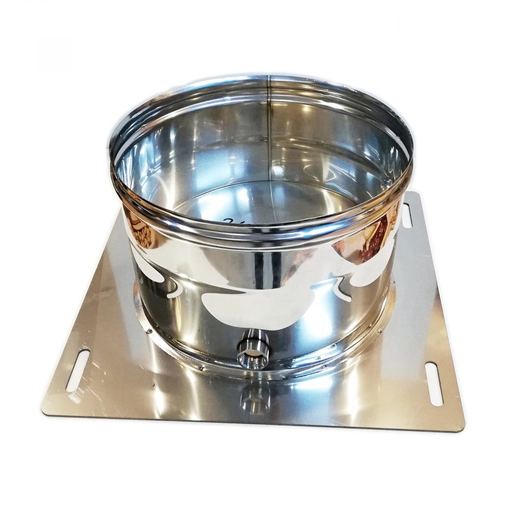 Piastra di base da 150mm in acciaio inox aisi 304 con spurgo