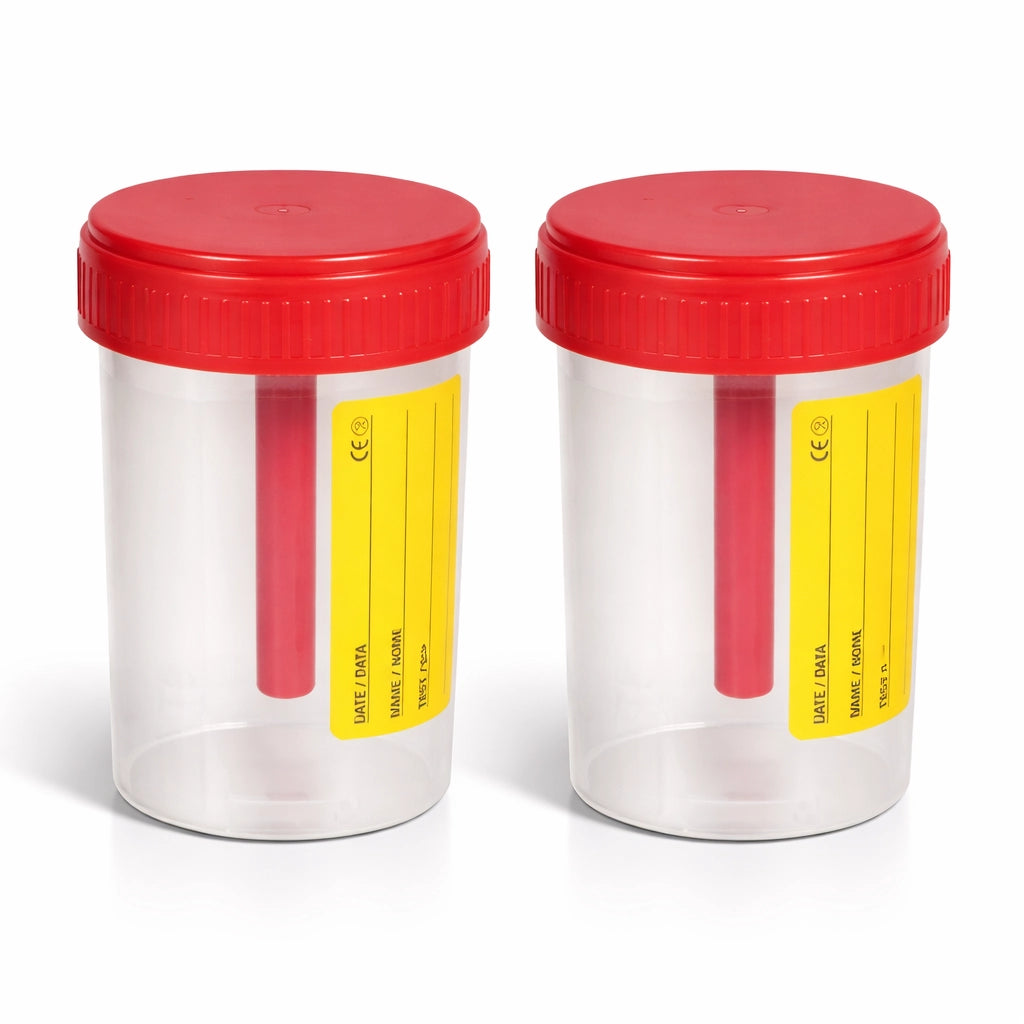 2 Contenitori Sterili Feci 60 ml Monouso con Tappo Ermetico 578943