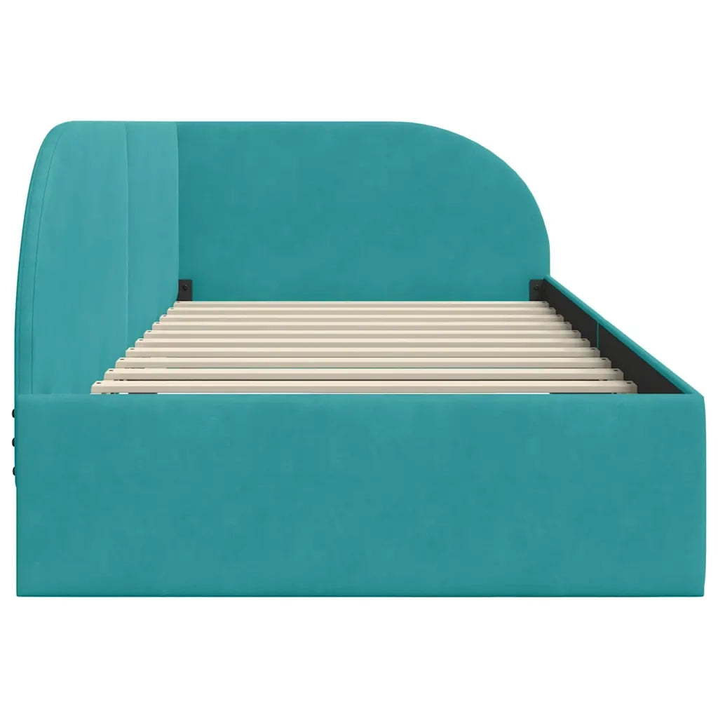Cornice del letto ad angolo Turchese 100 cm x 200 cm Velluto
