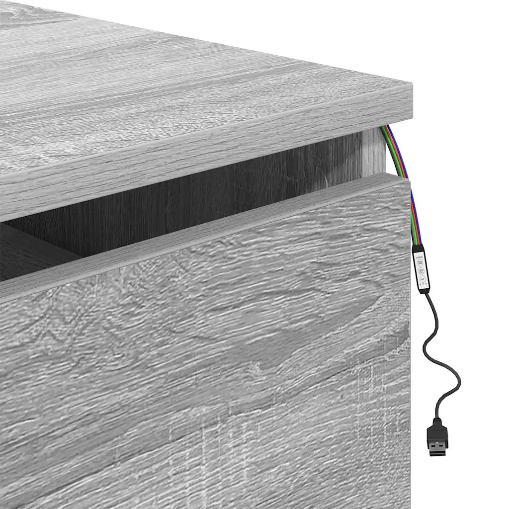 Comodino | Armadio da Notte | Mobiletto da notte a Parete con luci LED Grigio Sonoma