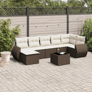 Set Divani da Giardino 8 pz con Cuscini Marrone in Polyrattan 3221692