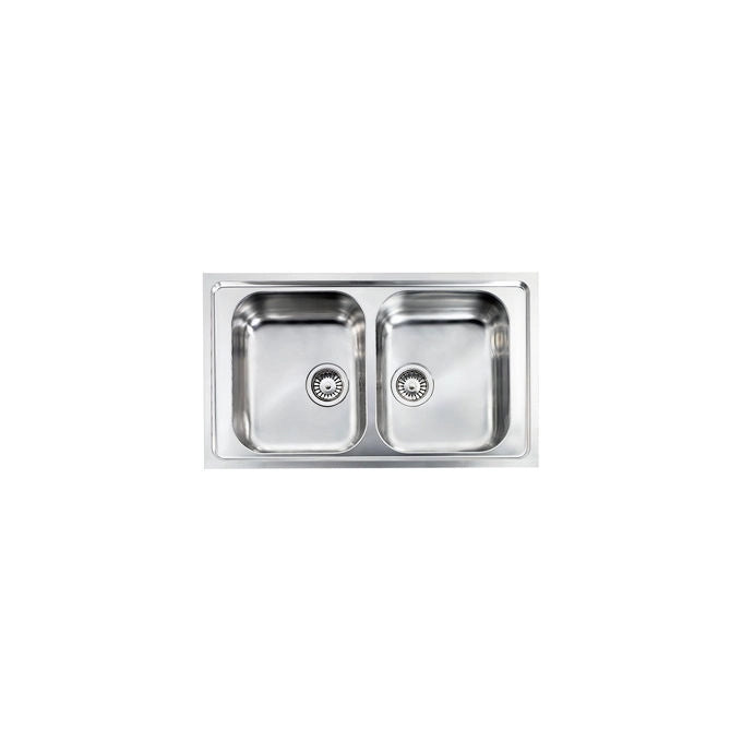 CM 010174.X2.01.2028 Lavello da Incasso 2 Vasche Reversibile in Acciaio Inox Microdecoro Sopratop (86x50 cm) colore Inox Antigraffio