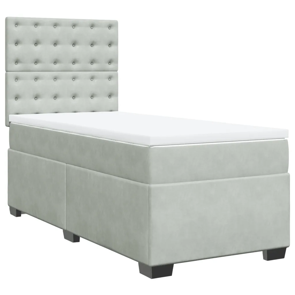 Giroletto a Molle con Materasso Grigio Chiaro 100x200cm Velluto 3290846