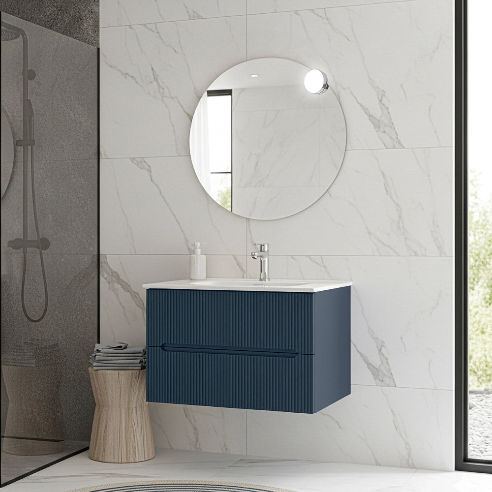 Mobile bagno sospeso 70 cm blu petrolio cannettato Bali