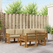 Set di divani da esterno con cuscino 7 pcs Naturale e Beige 3366531