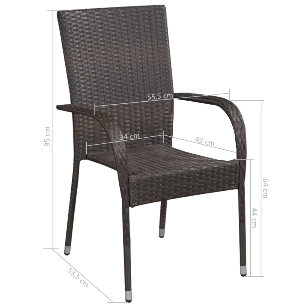 Set Mobili da Pranzo per Giardino 3 pz Polyrattan Marrone 3072481