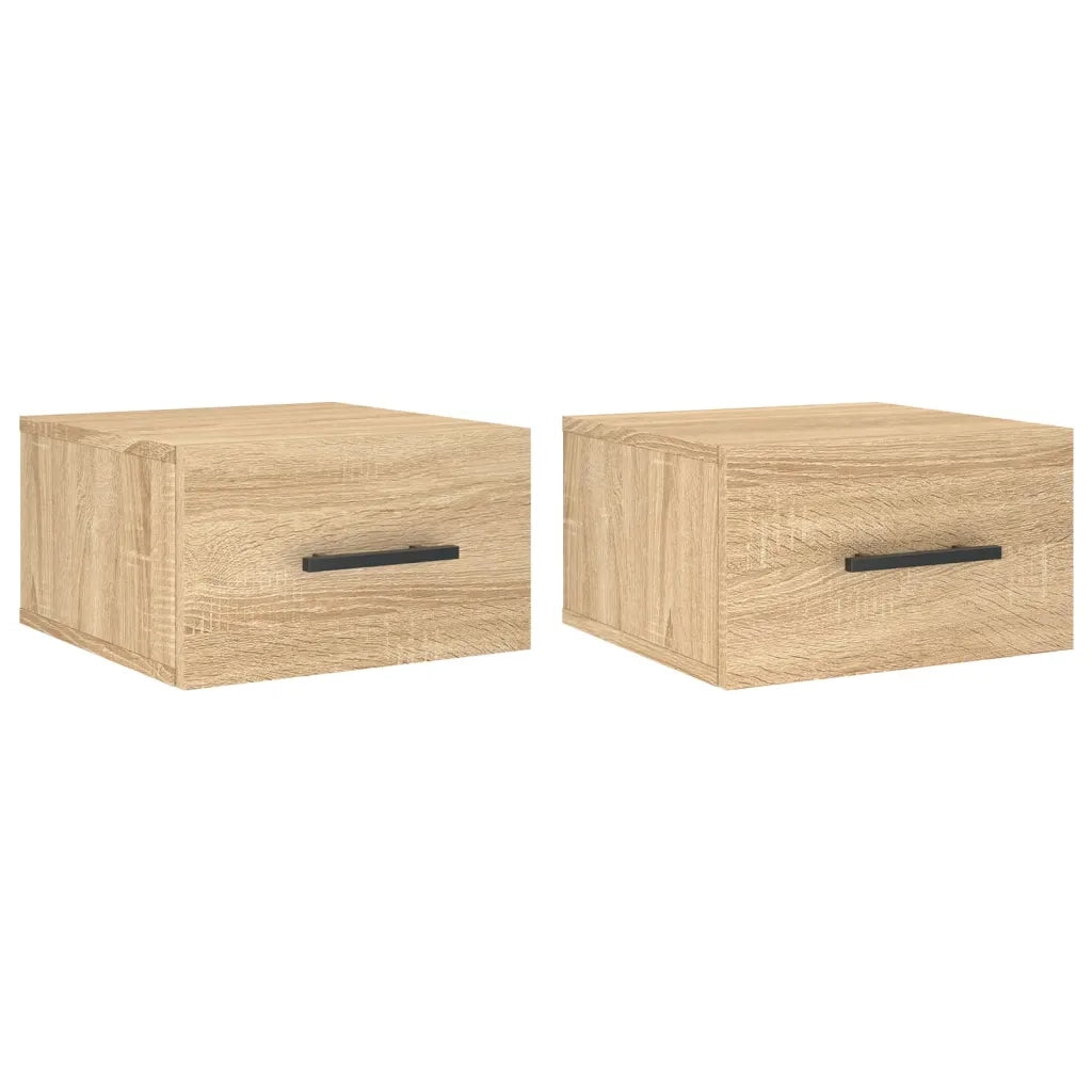 Set di 2 Comodini | Armadio da Notte | Mobiletto da notte a Muro Rovere Sonoma 35x35x20 cm