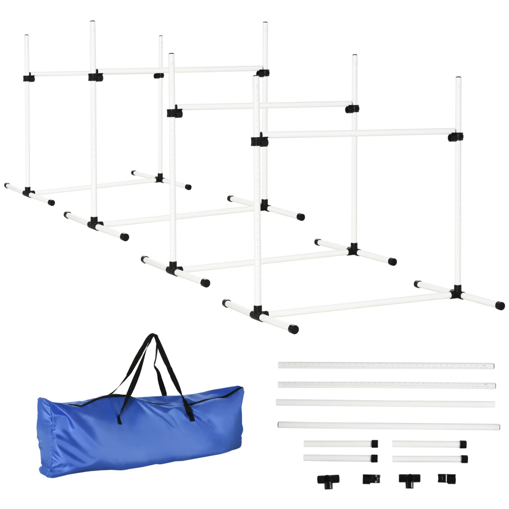 Set Agility per Cani ¨C Minimal ¨C 4 Ostacoli Regolabili in Plastica Bianco
